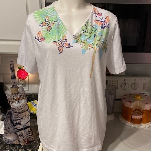 O womens Coral Bay casual short sleeve stretch plus size top 1X - Picture 1 of 3